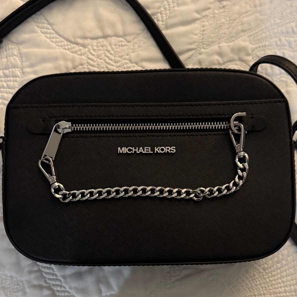 Michael Kors Black Bag with Silver Chain